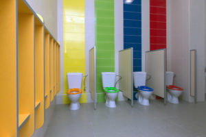 colorful public restroom