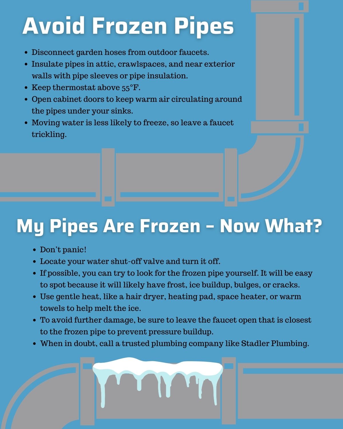 original infographic with information frozen pipes